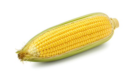 Corn on the Cob with Husk on White