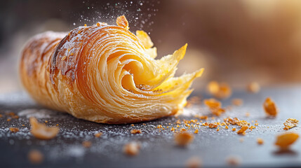 Deliciously Flaky Croissant with Sweet Filling and Dusting of Sugar