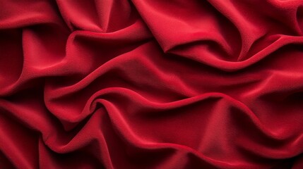 Obraz premium Flowing ruby-red velvet displays soft waves, highlighted by subtle lighting that enhances its rich sheen and texture, leaving space for creative text placement