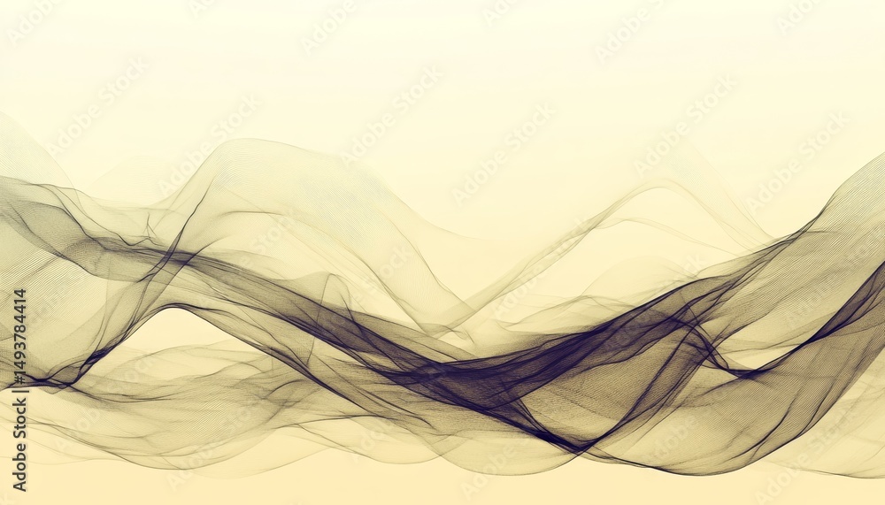Poster delicate flow abstract background with wavy, fluid shapes in monochromatic beige tones.