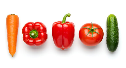 Raw Vegetables on White Background