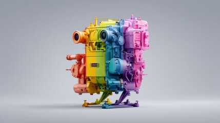 Obraz premium A colorful, modern engine design showcasing innovation in technology and engineering.
