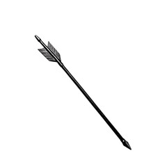 Minimal Arrow with Delicate Lines in Jet Black Color Isolated on Transparent Background