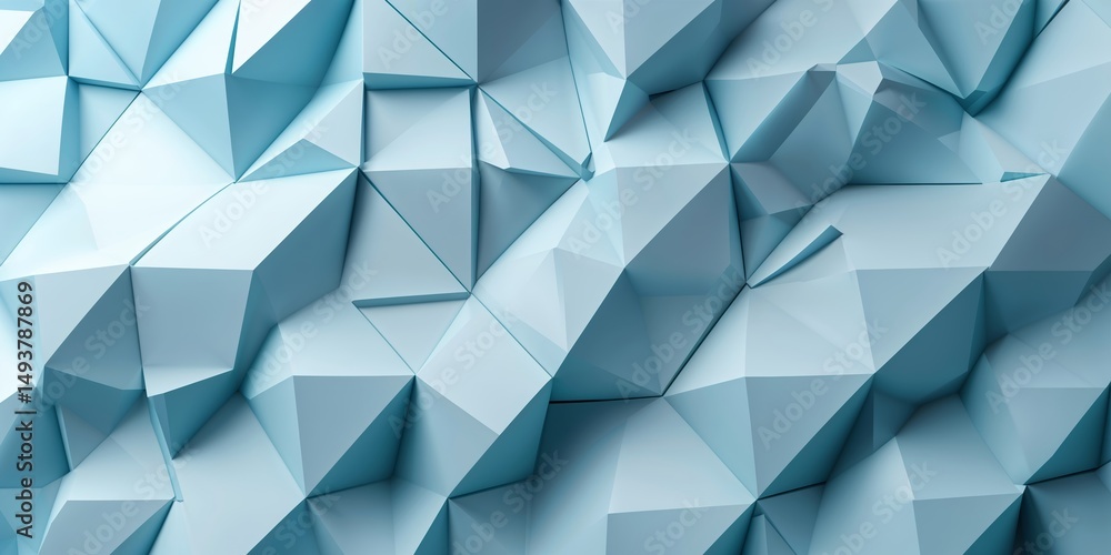 Poster blue geometric pattern with sharp edges and angles creating a dynamic three-dimensional effect