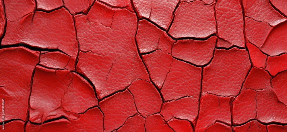 Poster cracked red leather texture with intricate patterns and details for design use