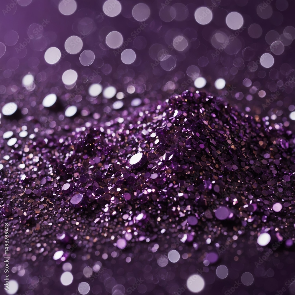 Poster sparkling purple glitter creating a mesmerizing texture on a dark background