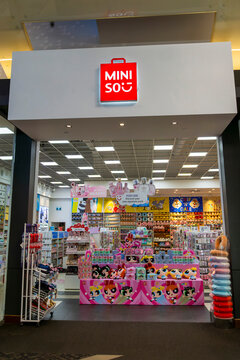 Miniso store at Rocky View, Alberta, Canada, a worldwide Chinese retailer and variety store chain that specializes in household and consumer goods.