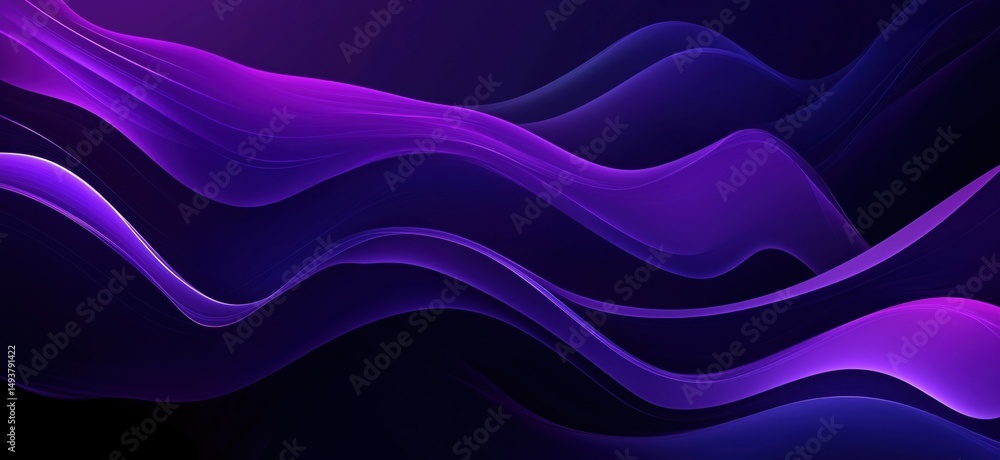 Aufkleber abstract purple waves on dark background creating a smooth flowing design