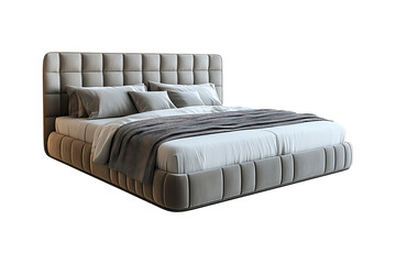 Obraz premium Modern bed king size isolated on transparent background 