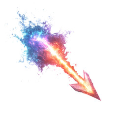 A Glowing Plasma Core Arrow with Gamma Ray Bursts Isolated on Transparent Background