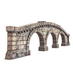 A Stone Arrow with Roman Aqueduct Arches Engineering Isolated on Transparent Background