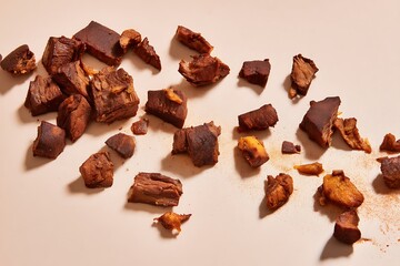 Obraz premium Delicious braised beef chunks on light background
