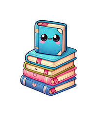 A digital illustration shows a study stack of books, representing education and learning