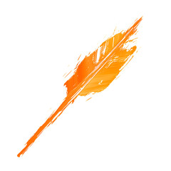 Artistic Arrow with Fluid Brush Strokes in Pastel Orange Isolated on Transparent Background