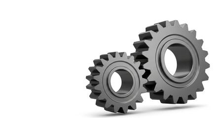 Two Gears Working Together Mechanical Engineering Design 3D Rendering Precision Machine Parts Image