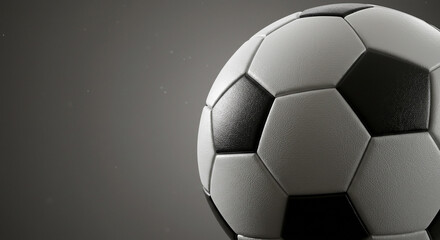 Naklejka premium Soccer Ball Close up Detail Black and White Classic Design Sports Equipment Championship Game