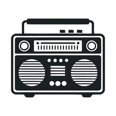 Vintage Boombox Stereo Cassette Player Radio Graphic Illustration