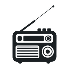 Vintage Portable Radio Icon Black and White Illustration