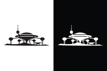 Obraz premium Spaceport icon vector on White Background ,Vector Art Illustration on white background.