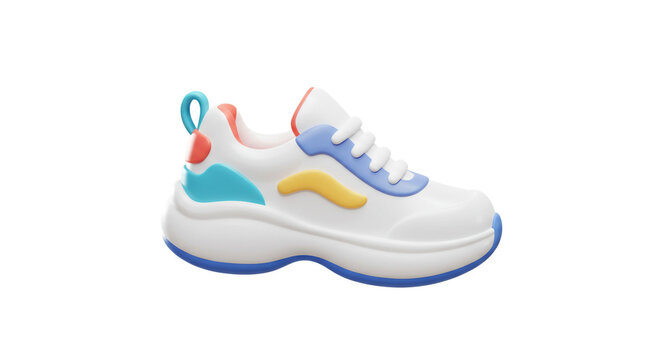 3D Rendering of a Colorful Running Shoe Training Fitness Exercise Gym Equipment Active Lifestyle 100