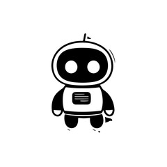 Fototapeta premium chatbot logo, isolated sticker, thick bold white outline, isolated, flat light grey backgroun