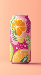 Fototapeta premium Playful fruit soda cans for a refreshing summer vibe. AI generated image