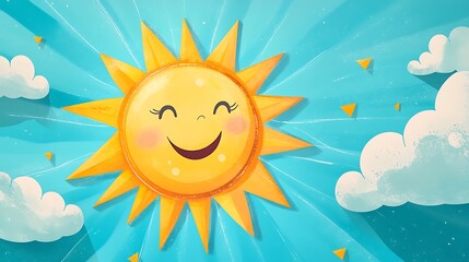 Fototapeta premium Cartoon Sun with Triangular Rays