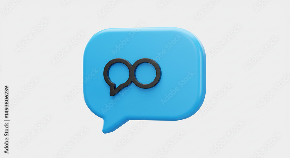 Poster infinite conversation continuous dialogue light blue speech bubble message communication limitless