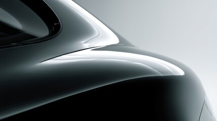 Close-up of a sleek car body showcasing modern design and polished curves.