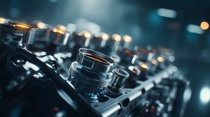 Naklejka premium Close-up of an intricate engine component showcasing modern technology and design.