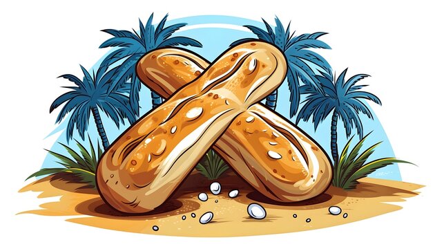 Elegant duo color cross Catholic religion with palms and Bible for religious occasions