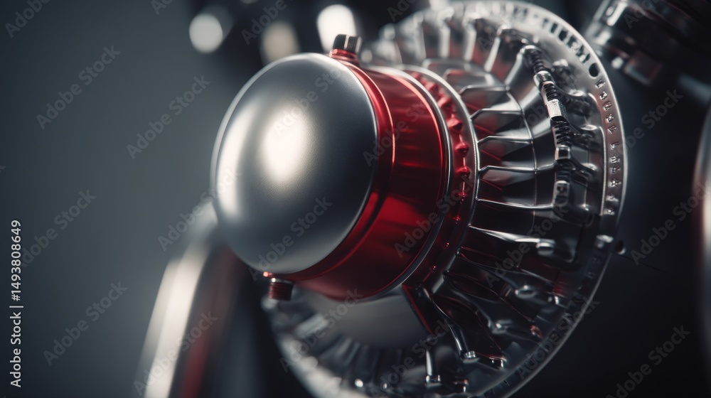 Aufkleber close-up view of a modern turbo engine showcasing intricate design and engineering.