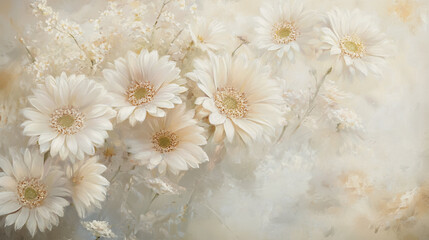  Elegant wedding invitation card background vector. Minimal hand painted Elegant Gerbera flowers texture template background. Design for wedding, vip cover, poster, rsvp moderncard.Valentine's Day