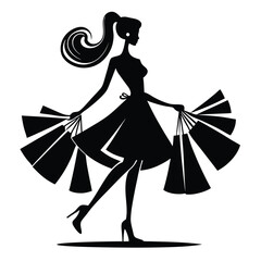 Elegant silhouette of a woman shopping with bags illustrating fashion and retail therapy