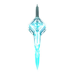 Futuristic Arrow with a Sleek Digital Structure in a Sword with a Glowing Blue Light Isolated on Transparent Background