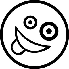 Cute social media smiling winking mouth open sticking out tongue Emoji face icon on white background, isolated on transparent background