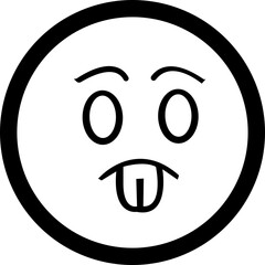 Cute social media smiling winking mouth open sticking out tongue Emoji face icon on white background, isolated on transparent background