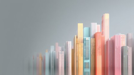 Obraz premium Colorful city skyline with abstract building designs creating an artistic urban landscape.