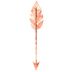 Artistic Arrow with Layered Textures in Soft Peach Isolated on Transparent Background