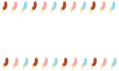 チョコバナナ イラスト フレーム 背景 夏祭り 食べ物 縁日