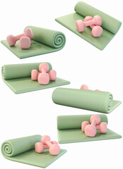 Colección de iconos 3D de pilates y yoga. Ideal para proyectos de diseño de la vida fitness, aplicaciones o proyectos de educación fitness. 