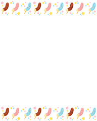 チョコバナナ イラスト 縦フレーム 背景 夏祭り 食べ物 縁日