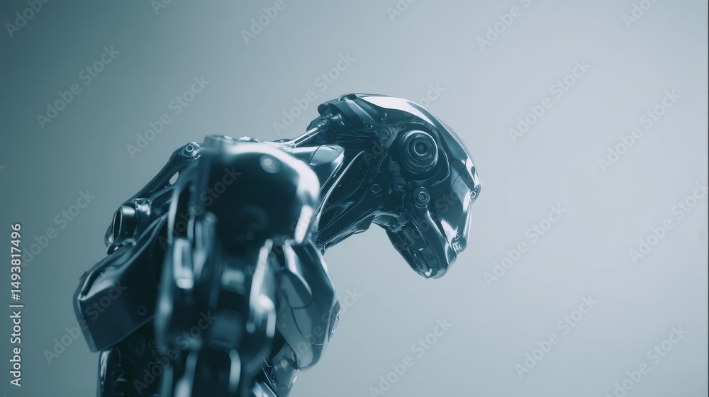 Poster futuristic robot design showcasing advanced technology and innovation.