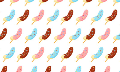 チョコバナナ イラスト パターン 背景 夏祭り 食べ物 縁日