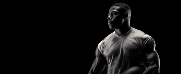 Obraz premium The Strong Athlete Preparing for Victory in a Dramatic Silhouette.