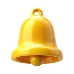 Shiny golden bell illustration isolated on white background featuring notification symbol