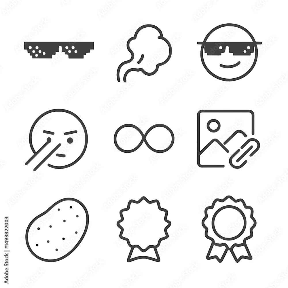 Poster technology and science linear icons set. digital innovation and discovery symbols