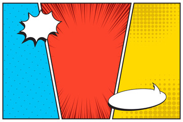 Comic cartoon retro template background, three panel comic manga cartoon © The Thunks