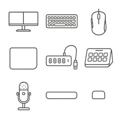 Computer technology flat icons set. digital device and gadget symbols