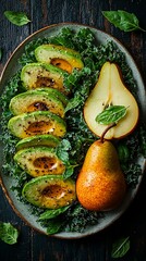 Healthy pear and avocado salad